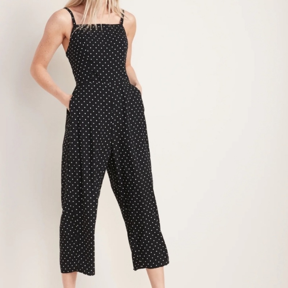 Polka dot cropped jumpsuit